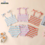 Conyson Hot Sale Ins Fashion Kids Clothes Outwear Summer New Rainbow Stripe Suspender +Shorts 2Pcs Baby Girls Clothing Set