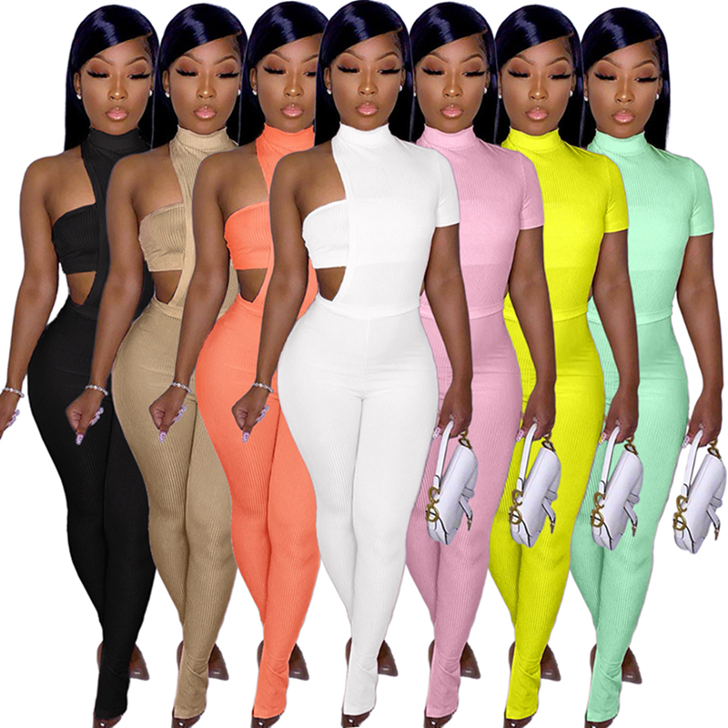 Conyson Wholesale Sets Summer Sexy Fashion Jumpsuit Solid Casual Custom Logo New Stripes Romper 3 Pieces Women Clothes Outfit