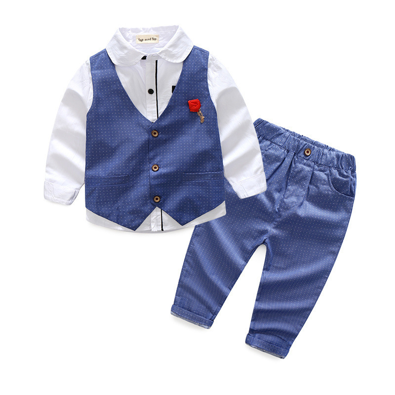 Conyson hot sale fashion autumn rts Boy kids boutique party suits children Clothing cotton Casual wholesale 3-piece clothes Sets