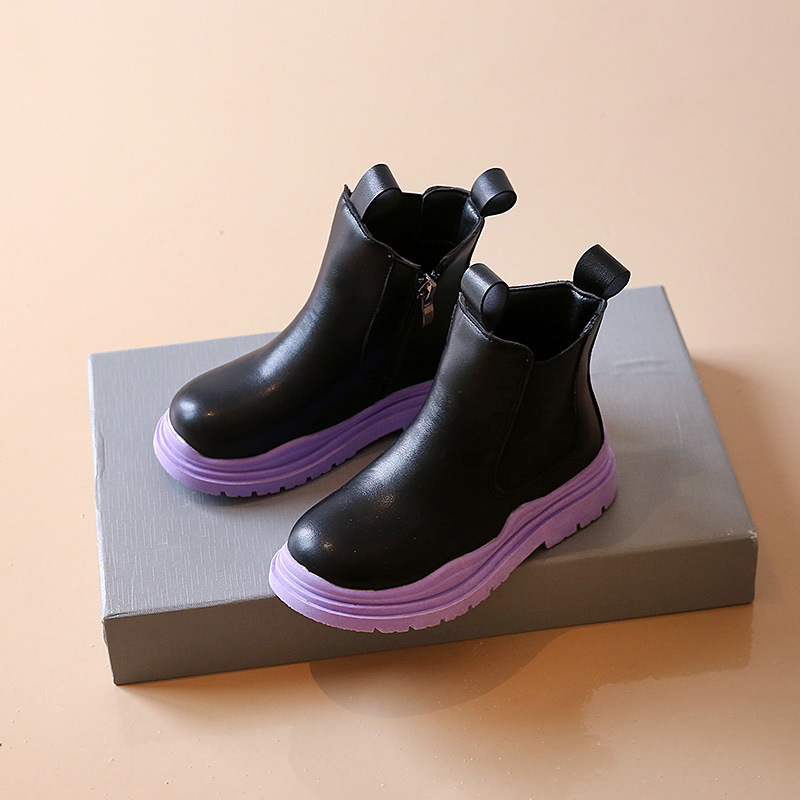 Conyson high quality infant kids korean fashion designer zipper martin boot boy girls autumn winter PU Leather outdoor shoes