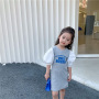 2021 New Summer Fashion Kid Girl White Puff Short-Sleeve Tight Dress Letter Printed Gray Black girls T-shirt