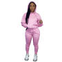 2022 Spring Custom Logo 2 Pc Hoodie Set Women Clothing Winter 2 Piece Set For Women Solid Crop Top Two Piece Sweat Pants Set