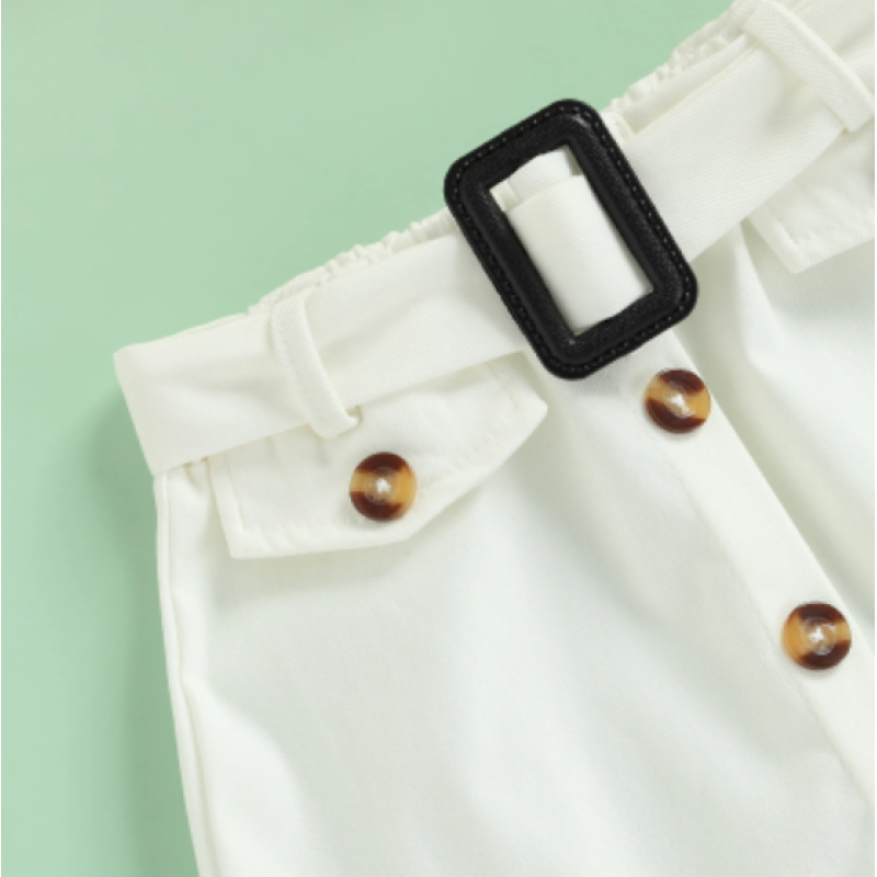 Conyson Wholesale Summer 1-5Y Littler Girls 2pcs Clothes Sets Solid Flower Sleeveless Vest White Skirts Boutique Kids Girl Suits