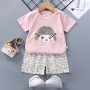 Conyson Casual Style Kids Boys Girls Spring Summer 100% Cotton Short Sleeve Children Clothing Sets Boys Cartoon T-shirt Set