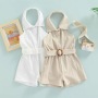 Conyson Summer Children's Girls Clothes Hang Neck Elegant Outfits Kids Girl Backless Sleeveless Shorts Bodysuits