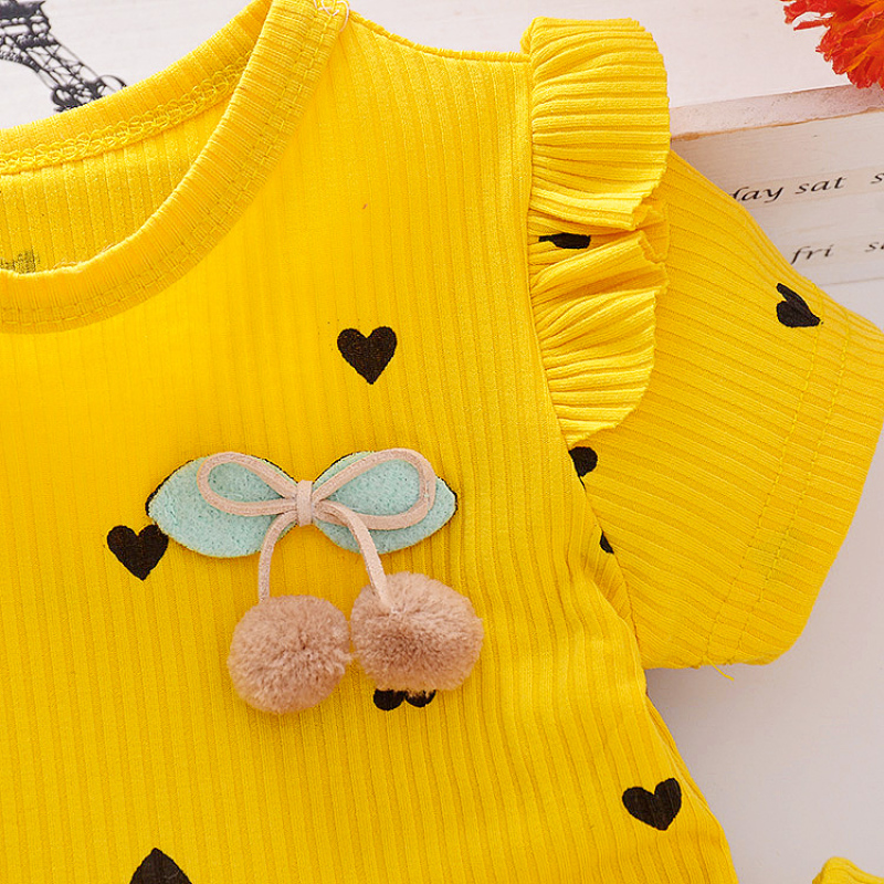 Wholesale High Quality Conyson Summer Cute Knit Patchwork Mesh Skirt Heart Design Little Girls Princess Fluffy Dress
