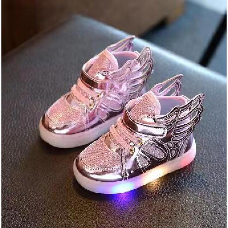 Conyson Hot Sale Casual Style Mid-top Size 21-30 Kids Boys Girls Led Sequin Wing Sport Sneakers Elsa Running Sports Shoes