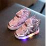 Conyson Hot Sale Casual Style Mid-top Size 21-30 Kids Boys Girls Led Sequin Wing Sport Sneakers Elsa Running Sports Shoes