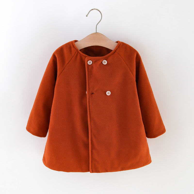 Conyson Wholesale Winter High Quality Elegant Kids Clothing Button Boutique New Designer Baby Girls Long Coat Kids