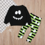 Conysond Toddler Boy Halloween Long Sleeve Sweater Printed Pants Clothing Sets Casual Cute Striped Ghost Pant Infant Boys Suits