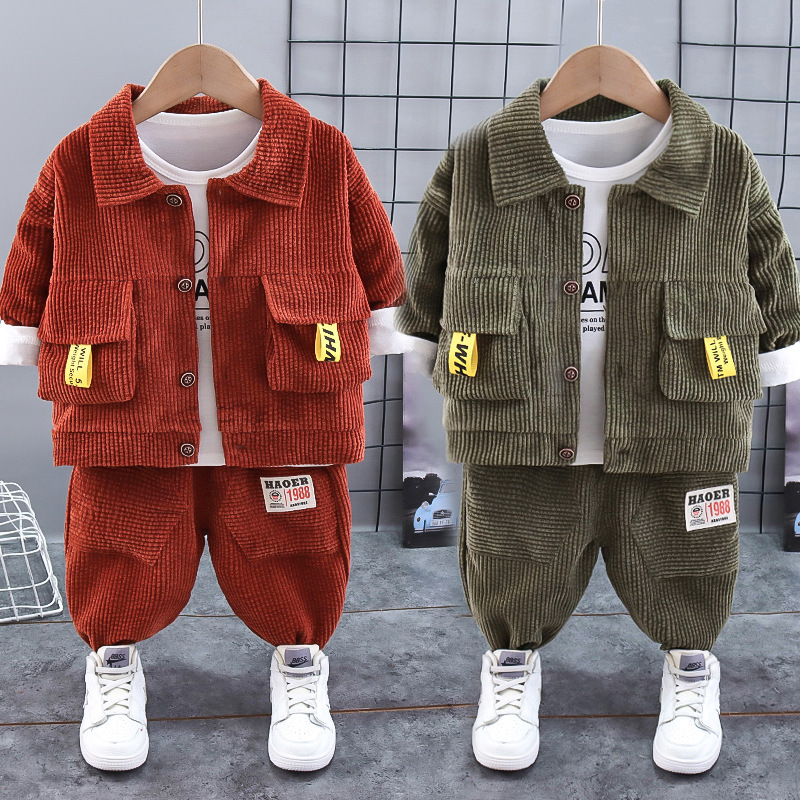 Conyson kids bulk wholesale Factory Supply korea fashion boutique baby boy cotton clothing suit casual 3 pieces clothes sets