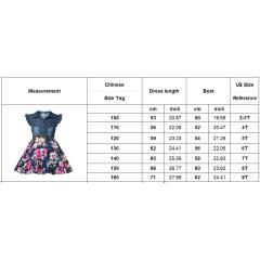 Girls Denim Floral Dress Summer Party Dress with Belt Children Flying Short Sleeve Casual Clothing Baby Girl Kids Fashion Outfit