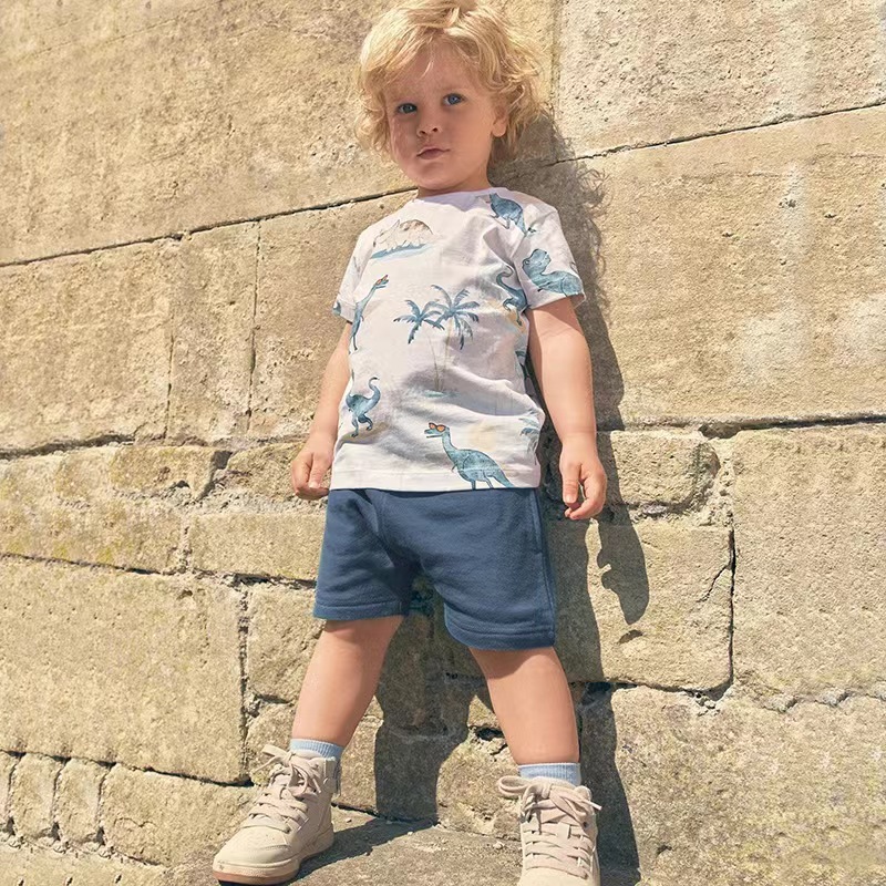 Conyson Wholesale Summer Cotton Kids Boys Clothing Sets Carton Printing Short Sleeve T-Shirts Shorts 2pcs Casual Outfits