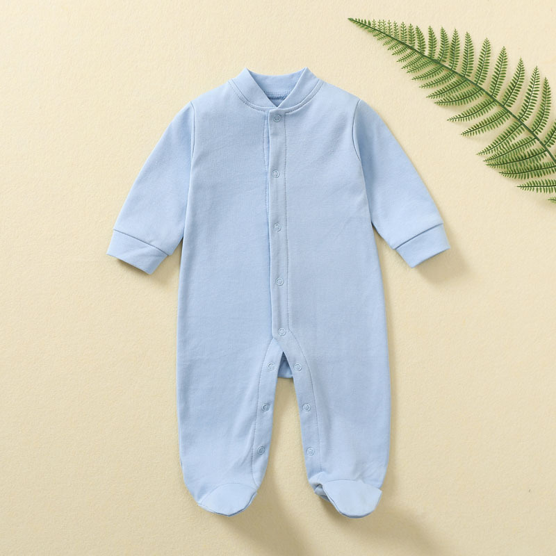 Conyson Hot Unisex New Born Solid Color Knit Organic Baby Clothes Jumpsuit Cotton Sweatshirt Long-Sleeved Bind Foot Baby Romper