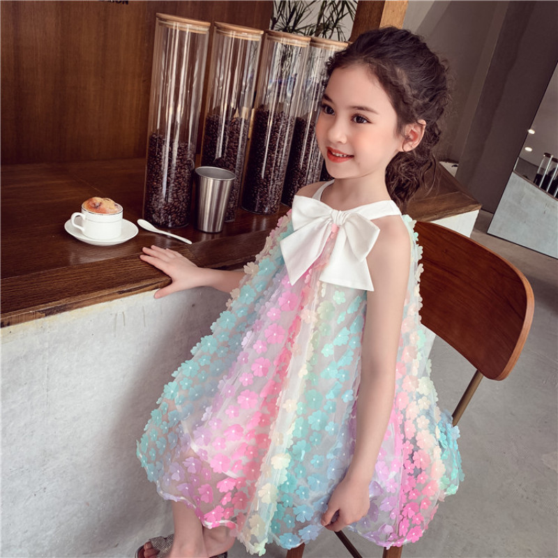 Conyson Wholesale Kids Clothes Summer Sleeveless Baby Little Girls Flower Printed Digital Casual Princess Children Fashion Dress
