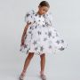 Conyson Elegant Girls Flower Puff Sleeve Dresses For Weddings Kids Formal Birthday Party Fairy Princess Cloth Children Tulle Set