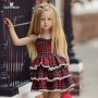 Conyson Red Plaid Print Lace Girls Dresses Tutu Party Camisole Suspender Dress Summer Sleeveless Princess Dress Baby Girl Outfit