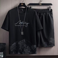Conyson 2023 New Style Wholesale Men's Sportswear Stylish Vintage Short Sleeve 5xlt Tall And Big Mens Clothing Set