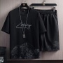 Conyson 2023 New Style Wholesale Men's Sportswear Stylish Vintage Short Sleeve 5xlt Tall And Big Mens Clothing Set