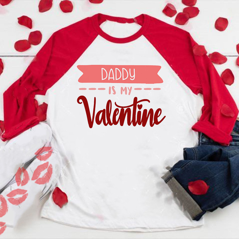 Conyson 2022 Daddy's Little Valentine Kids Girl Boys Clothing Tops Red Love Heart Long Sleeve Print Girls Blouses&Shirts Outfit