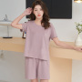 hot sale fashion summer Custom logo Made outdoor casual women solid cotton suit clothes two-piece adult t-shirt clothing Set