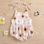 Wholesale Newborn Kid Summer Girls Rompers One Piece Sleeveless Belt Flowers Print Strap Jumpsuits baby rompers