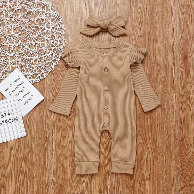 Newborn Long Sleeve Baby Clothes Set Knitted Cotton Romper Jumpsuit Solid Hair Newborn Long Baby Clothes Girls Boys Romper