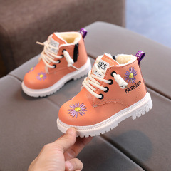 Conyson rts hot sale winter Korean fashion design child embroidery flower kids girl Outdoor snow walking warm Martin boot shoes