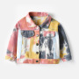 Conyson Hot Sale Multi-color Neutral Tie-dye Kids Clothing New Designer Children's Lapel Long Sleeves Denim Jacket for Baby Boys