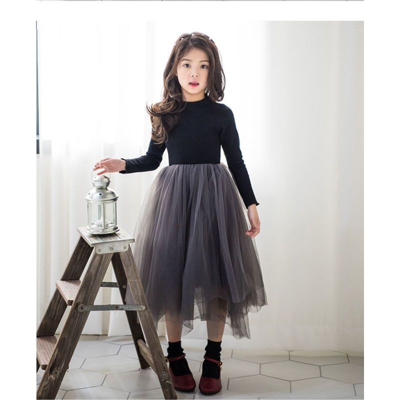 Conyson Wholesale Spring Clothing 3-15 Years Kids Long Sleeve Mesh Ballet Tulle Children Pink Dance Tutu Girls Dresses