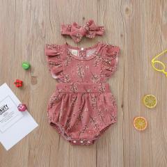 Conyson Summer Baby Clothes Flower Romper With Headband Outdoor Wear Cuter For Infant Baby Girls Romper