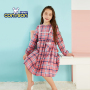 New fashion cotton checker nighty sleeping dress for girls