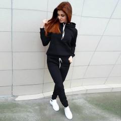 Wholesale Hot Sale High Quality Custom Tracksuit Long Sleeve Sport Gym Fleece Pullover Plain Crop Top Oversize Women's set