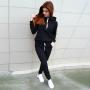 Wholesale Hot Sale High Quality Custom Tracksuit Long Sleeve Sport Gym Fleece Pullover Plain Crop Top Oversize Women's set