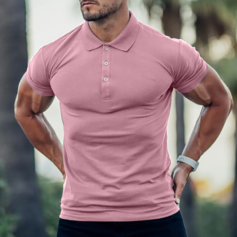 Conyson Fitness Custom Sport Muscle Cotton Button Gym Men's Polo Shirts With Collar Men's Solid Color T-shirt Multi-Color Shirt