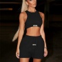 Conyson RTS Summer Western Style Thick 2 Piece Bodycon Outfits Tracksuit Sweat Jogger Suits Women's Atheleisure Crop Top Set