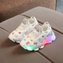 Conyson high quality korean summer fashion boutique toddler child baby shoes kid girl butterfly print led shining designer shoes