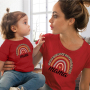 Rainbow Mother Daughter T-shirts Summer Family Matching Outfits Mom Baby Mommy and Me T-shirt Clothes Woman Girls Cotton Top