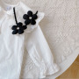 Conyson Wholesale High quality Kids Boutique Clothes Girls Flowers White Blouse+Flared Pants with a Slit Baby Girl Clothing Set