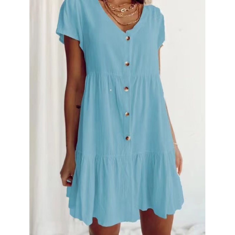 ready to ship one piece solid color loose clothing woman Online order clothes top women t-shirt casual long apparel ladies dress