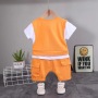 Conyson High Quality Summer Short Sleeve Organic Cotton Sports Style Pullover Two Piece Kids Boy Shorts Casual Clothing Set