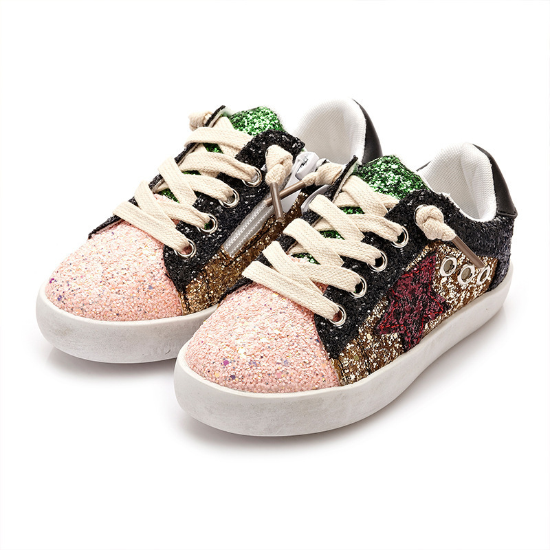 Conyson hot sale spring leisure Korean design lace up sneakers child shoes toddler casual baby boy girl sequined star shoes
