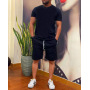 Wholesale plus size men's Custom logo made sport Clothes suits summer solid fashion two piece clothing cotton t-shirt short Sets