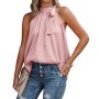 Conyson New Design Europeon Style Summer Halter Bowknot Leopard Print Sleeveless 10 Colors Loose Plain Satin waistcoat woman