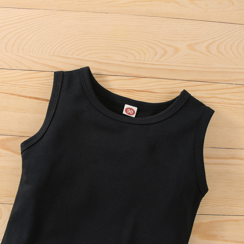 Conyson New Design girl clothing Sleeveless boutique Off Shoulder tops + Sollid Waiet Pants 2 pcs summer girl clothing set