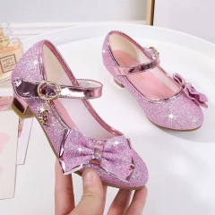 Conyson New Arrival Elegant Korean Style Synthetic Leather Bowknot Kids Shoes Girls Latest High-heeled Princess Sandals