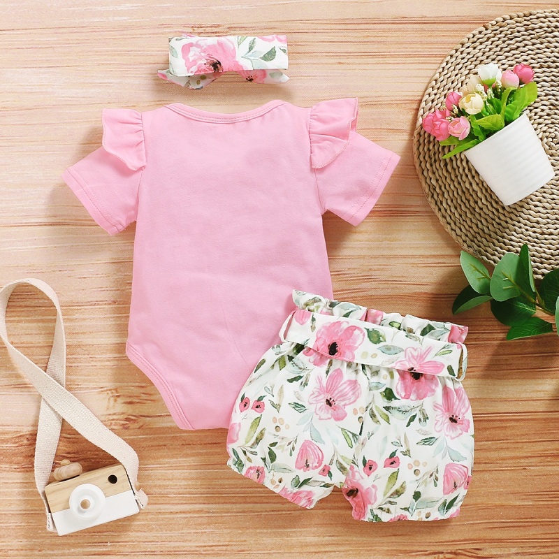 Factory Price Newborn Baby Girls Clothing Knitted Romper Sets Three-piece Suit little girls clothing sets