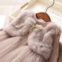 Girl Tulle Dress Long Sleeve False Two Pieces Fluff Vest Princess Skirts Kids Keep Warm Tutu Prom Party Clothing