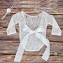 2pcs/Set Newborn Lace Romper Baby Girl Outfit Photography Prop Vintage Newborn Ribbon Bow baby rompers