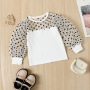 Conyson Casual Kids Girl Clothes Mesh Sweater Leather Pants Outfits Dot Print Long Puff Sleeved Top PU Trousers 2pcs Girls Sets